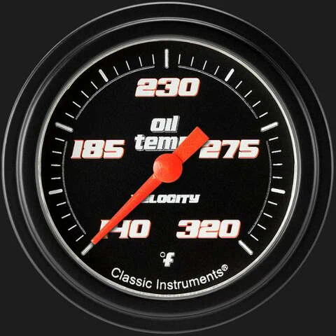 Velocity Black 2 5_8_ Oil Temperature Gauge VS328BBLF